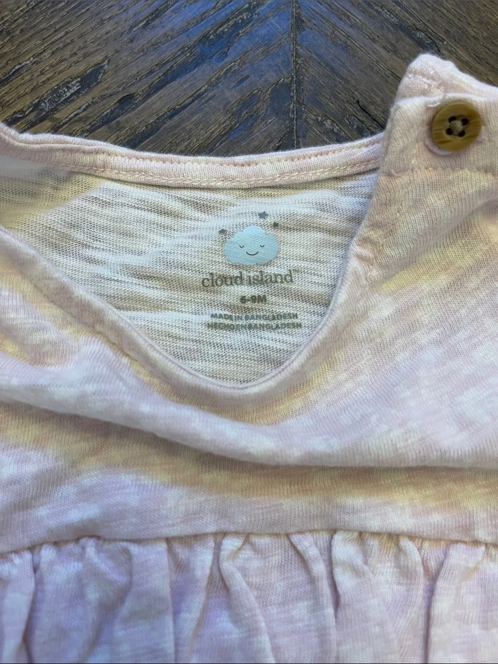 cloud island Light Pink Baby Dress Bodysuit with Button Shoulder